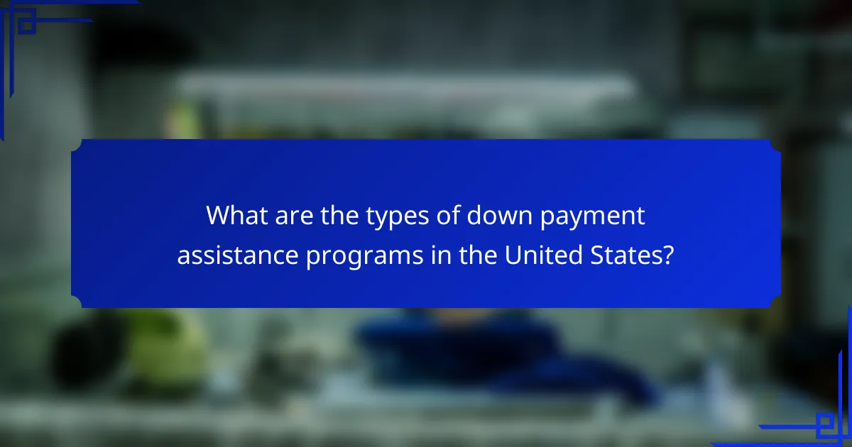 What are the types of down payment assistance programs in the United States?