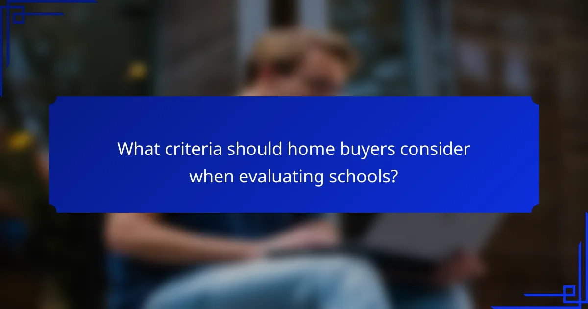 What criteria should home buyers consider when evaluating schools?